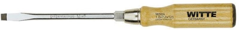 WITTE 96508 - Schwarzer Flachspitzenschraubendreher mit Holzgriff (11x250)
