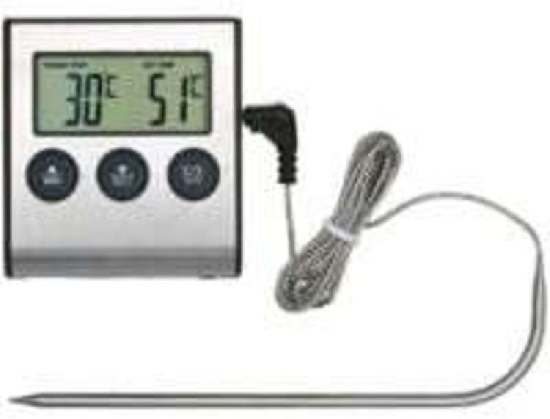Lebensmittelthermometer 0250°C mit Alarmtimer - Temperaturanzeige für Grillküche