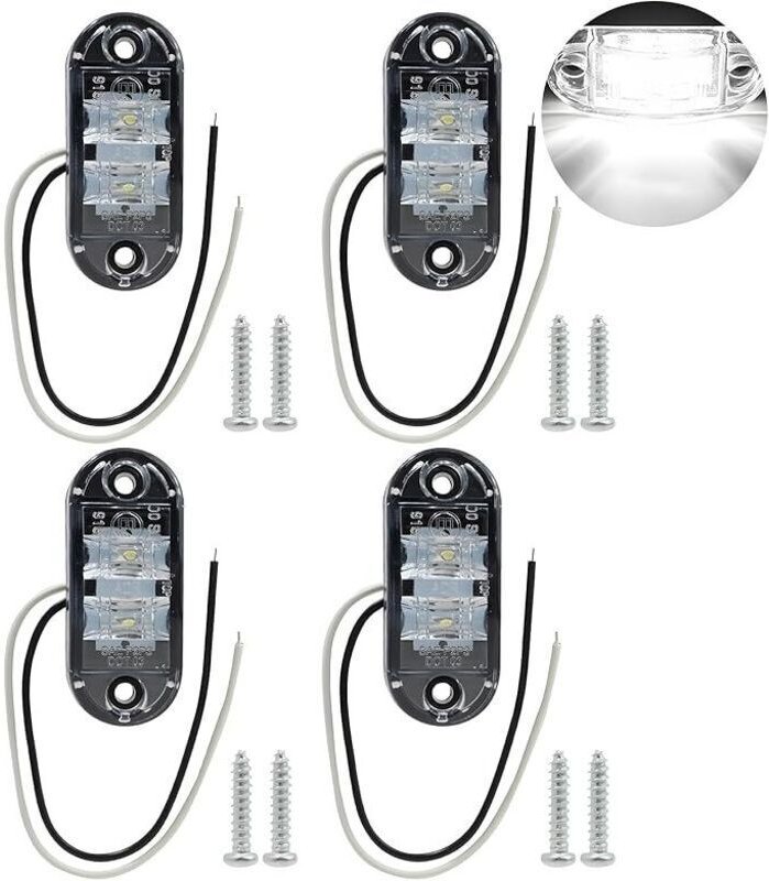 LED-Seitenmarkierungsleuchten, 4 Stück Anhängermarkierungsleuchten, 12/24 V, Weiß, passend für alle Modelle – wasserdich...