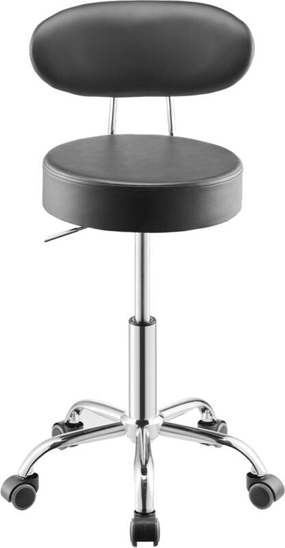 Werkstatthocker mit Rückenlehne – Höhenverstellbarer (74-90 cm) und 360° drehbarer gepolsterter Sitz, belastbar bis 136 ...