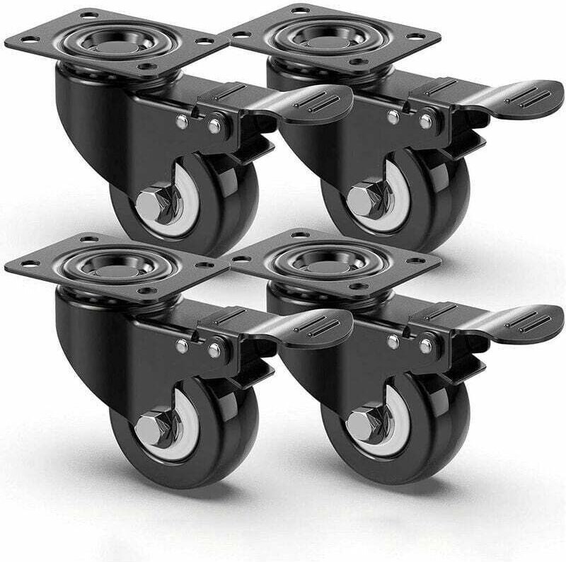 50 mm leise Lenkrollen – Möbelrollen mit Bremse, 400 kg Tragkraft, ideal für den Transport von Möbeln auf Paletten – Sch...