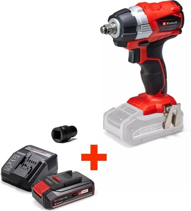 Einhell Akku-Schlagschrauber TE-CW 18 Li BL+ 1/2 Zoll Bit-Adapter & 2,5Ah Akku Starterkit
