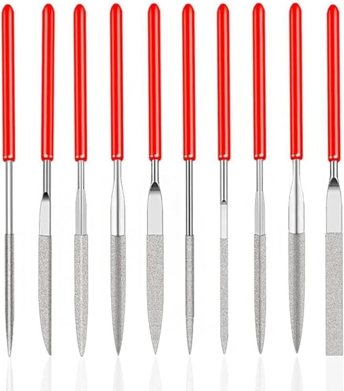 10 Stück Mini-Diamant-Nadelfeilen für manuelle Modellierung, Zimmerei, Polieren für Holz, Schmuck, diy, Metall (2 mm x 1...