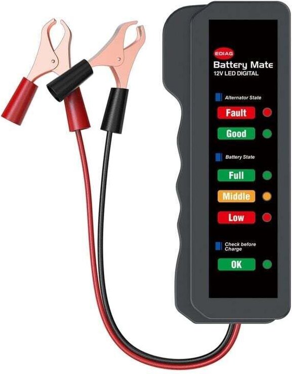 12-V-Autobatterie-Lichtmaschinentester, digitaler LED-Batterieladestatus, Lichtmaschine mit Kupferanalysator