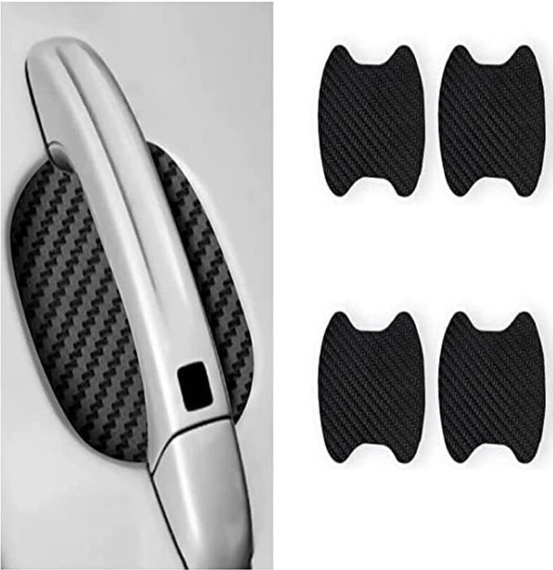 Set mit 2 universellen Carbonfaser-Schutzfolien für Autotürgriffe (schwarz): kratzfest, passend für die meisten Autotürg...