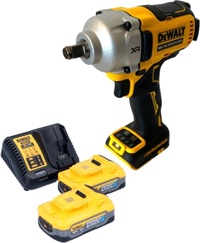 DeWalt DCF 891 H2 Akku Schlagschrauber 18 V 1084 Nm 1/2" Brushless + 2x Powerstack Akku 5,0 Ah + Ladegerät