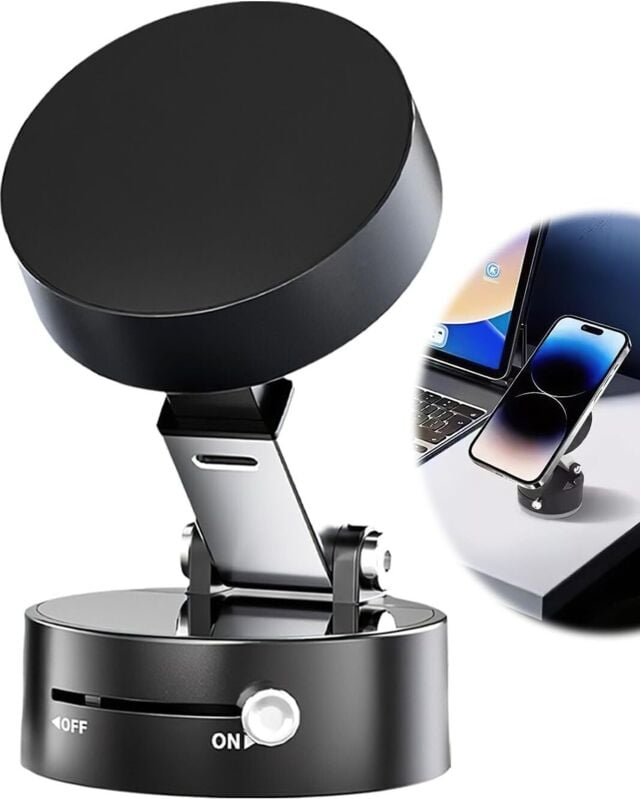 Magnetische Autotelefonhalterung mit Saugnapf, Navigationshalterung, einziehbar, faltbar, 360 ° drehbar, tragbare doppel...
