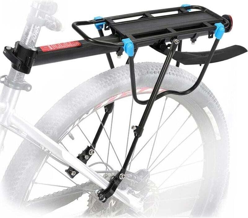 Gepäckträger für das Heck mit 50 kg Tragkraft, verstellbarer Gepäckträger für Mountainbike-Sattelstützen mit Reflektorfl...