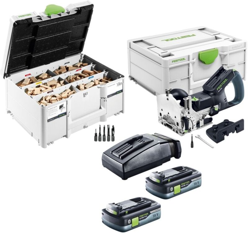 Festool DFC 500 E-Basic Akku Dübelfräse DOMINO 18 V 4 - 10 mm + 2x Akku 4,0 Ah + Ladegerät + Dübel Sortiment + Systainer