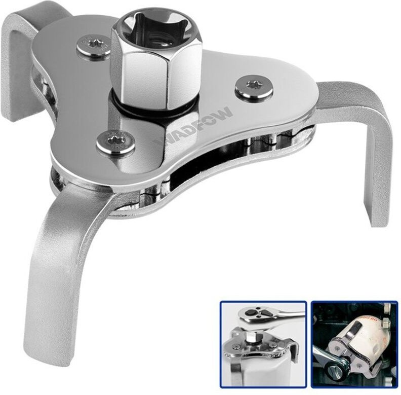 WADFOW 3-Backen-Ölfilterschlüssel, Durchmesser 63-102 mm, Stahl, 350 g