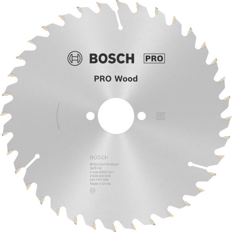 Bosch PRO Wood Kreissägeblatt 190 x 2,6 x 30 mm - 2608640616