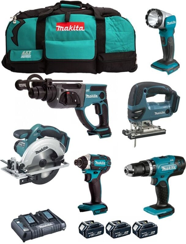 Makita - Kit DLX6068PT (DHP453 + DTD152 + DHR202 + DJV180 + DSS611 + DML802 + 3 x 5,0 Ah + DC18RD + LXT600)