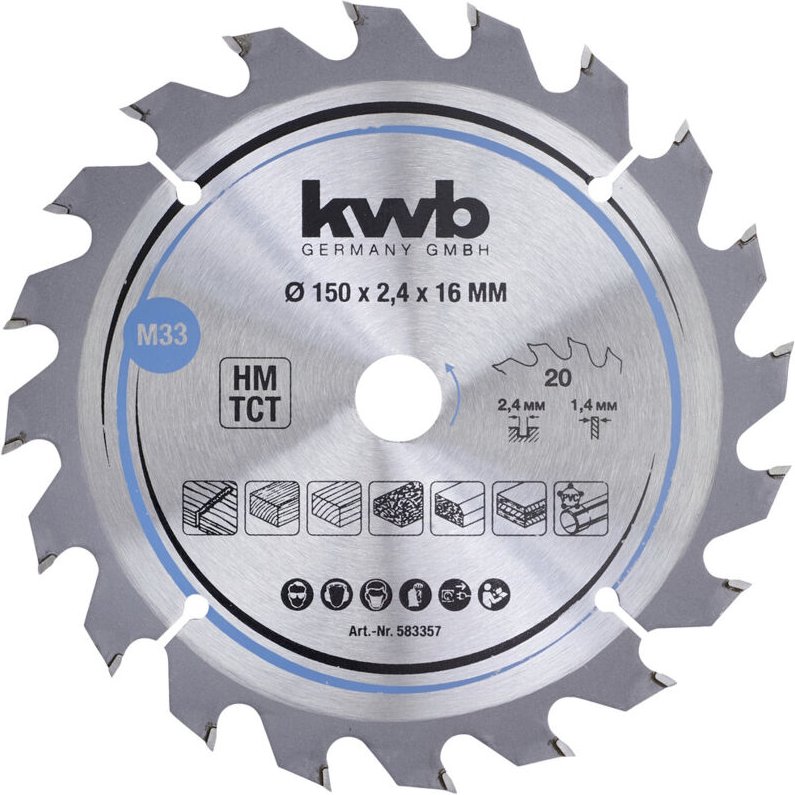 kwb 583357 Hartmetall Kreissägeblatt 150 x 16 mm 1 St.