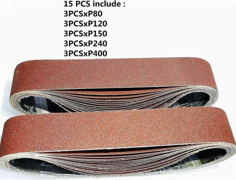 Gemischte Schleifbänder (3 Körnungen: 80/120/150/240/400) - 50 x 686 mm - Für Bandschleifer (15 Stück)