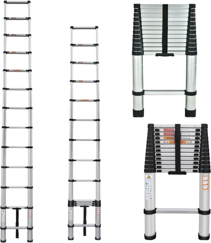 Teleskopleiter ausziehbar 5m 16.4FT Anlege- Klappleiter 150kg Belastbarkeit NEU