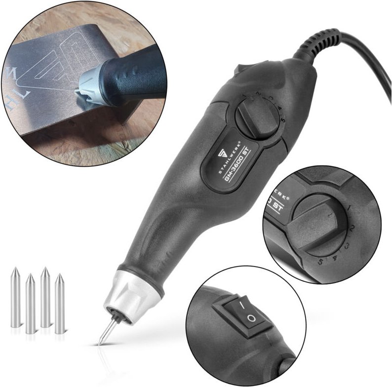 Gravurmaschine GM-3600 st mit 24 w elektrischer Gravierer Gravurstift - Stahlwerk