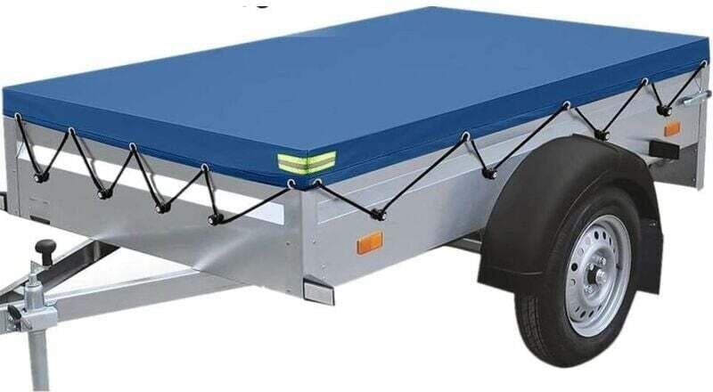 CHOYCLIT Anhängerplane, wasserdichte Anhängerplane mit Gummiseil, Flachschutzplane 208 x 114 x 13 cm