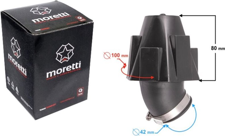 Luftfilter, konisch, eingebaut - abgewinkelt (45°) 42mm