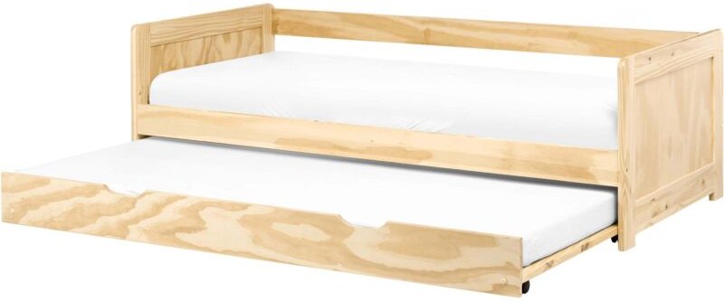 Tagesbett Hellbraun Kiefernholz mit Lattenrost 90 x 200 cm Ausziehbett für 2 Personen Modern Skandi Gästezimmer Kinderzm...