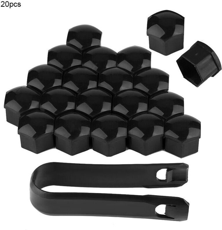 Vtizikl 20pcs 19mm Capuchons d'écrou de roue de voiture Auto Hub Vis Cover Bolt Jantes Protection extérieure (Noir)