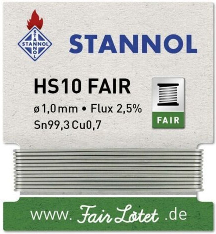 Stannol - HS10-Fair Lötzinn Wickel Sn99,3Cu0,7 ROM1 5 g 1 mm