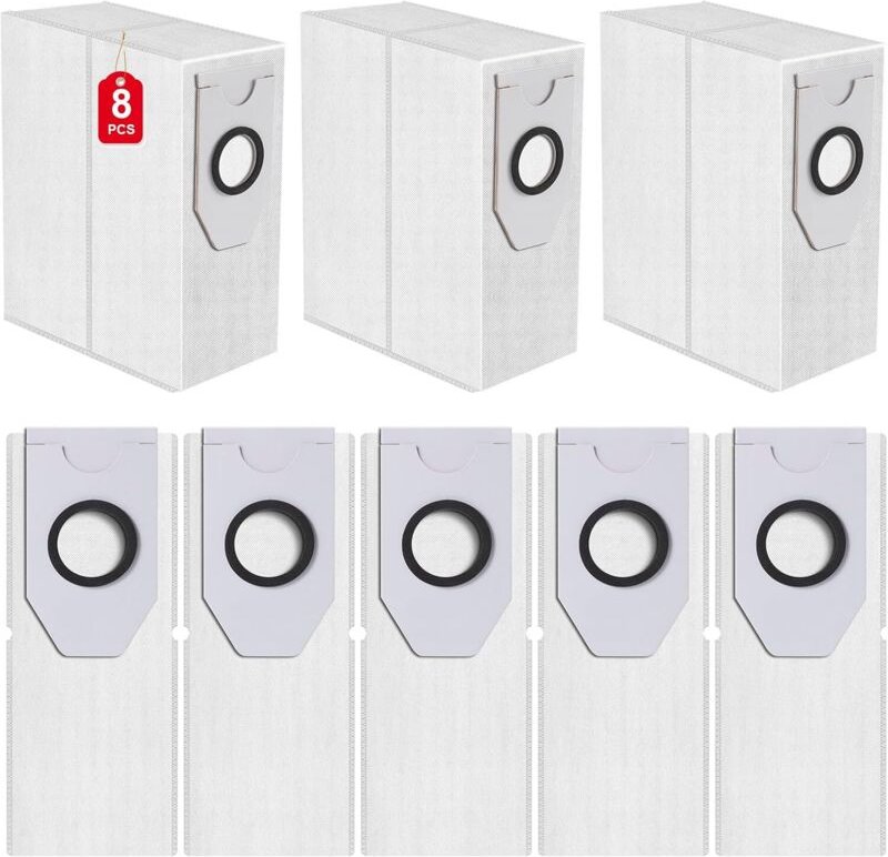 Lot de 8 sacs d'aspirateur pour robots EUREKA J12 Ultra/Midea V12, lot d'accessoires de rechange