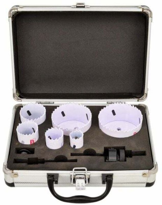 AWTOOLS Bimetall-Lochsägen-Set im Metallkoffer, 8-teilig, 22–73 mm, Black Line