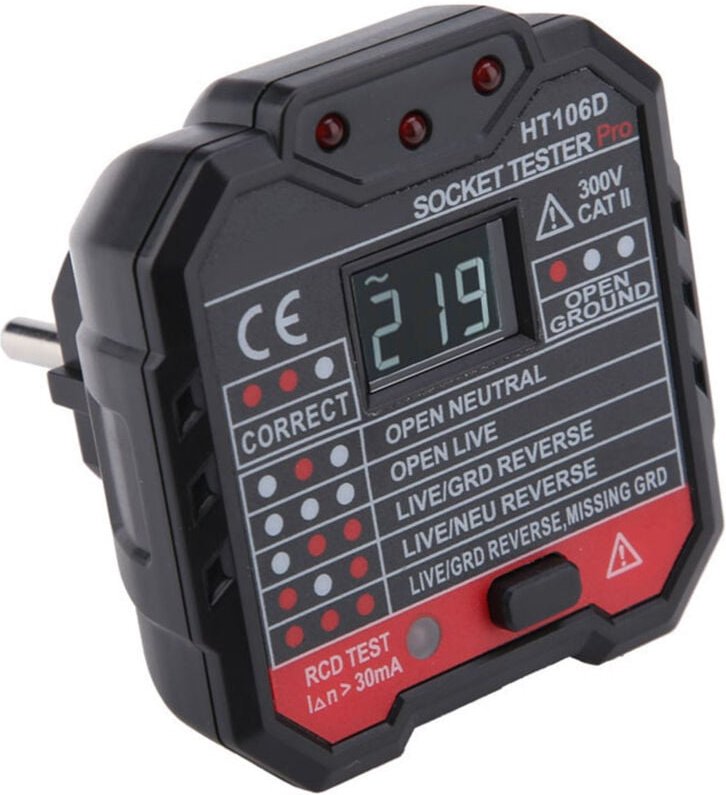 Ej.life - Steckdosenprüfgerät, HT106D / HT106B / HT106E Multifunktions-Steckdosenprüfgerät Netzfehlerprüfgerät Netzfehle...