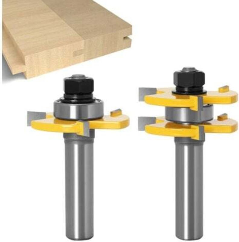 1/2-Zoll (12,7 mm) Schaft-Nut- und Federfräser-Set, 3-Zahn-T-Nutfräser, Schneidwerkzeuge für die Holzbearbeitung