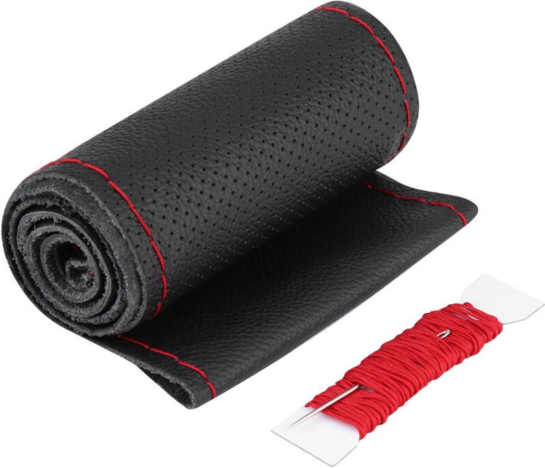 Lenkradbezug, Yosoo 1 Stück 37-38 cm Auto-Lenkradbezug aus Rindsleder mit Bohrung, universell passend für Autos