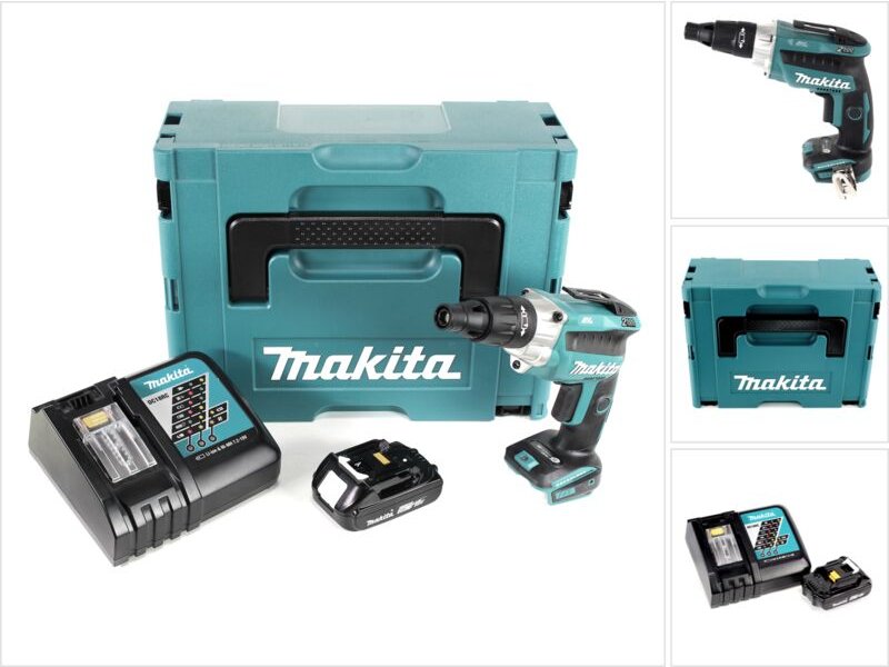 Makita DFS 251 RA1J Akku Trockenbauschrauber 18 V Brushless + 1x Akku 2,0 Ah + Ladegerät + Makpac