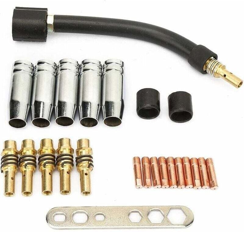 24-teiliges 0,8-mm-Kontakt-MIG-Schweißbrenner-Verschleißteile-Set, kompatibel mit Binzel 15AK Schweißbrenner
