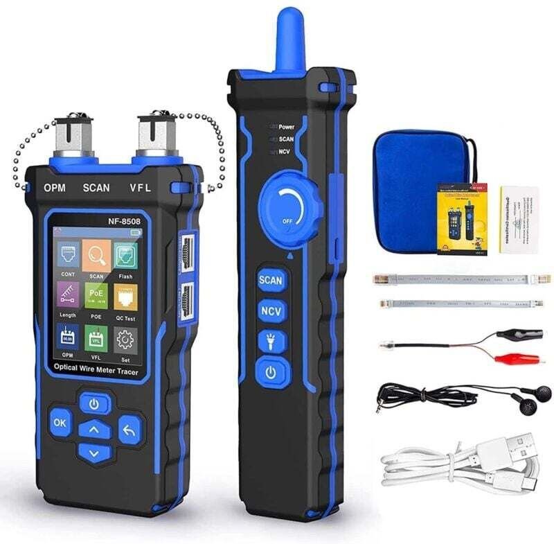 Multifunktions-PoE-Netzwerkkabeltester für Cat5-Cat6-Tracker, mit OPM/VFL/CONT/SCAN/Illuminate-Funktion