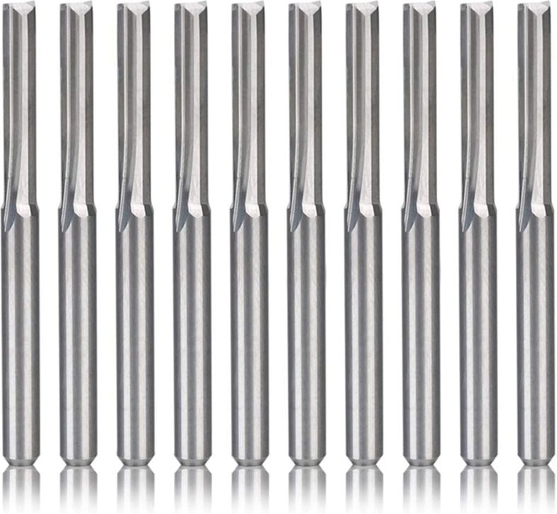 10Pcs 2 Flöte Cnc Router Bits 3,175 Mm Gerade Slot Wolfram Stahl Fräser für Holz Kunststoff