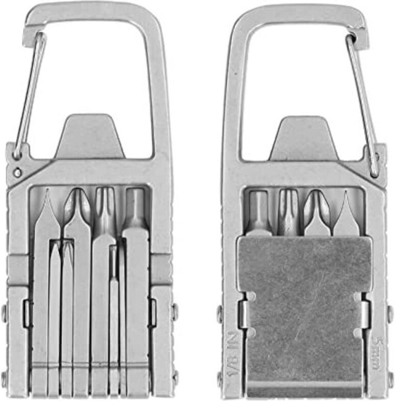 Multifunktions-Schlüsselanhänger, 12-in-1-Schraubendreher-Bit aus Edelstahl, Flaschenöffner, Kartenentferner, Karabiner,...