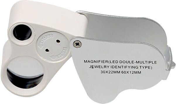 LED-beleuchtete Juwelierlupe, Dual-Focus-Lupe, 60X, 12MM und 30X