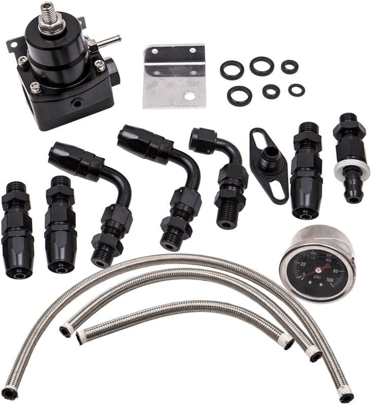 Universeller einstellbarer Kraftstoffdruckregler KIT +100psi Guage +AN 6 Fitting