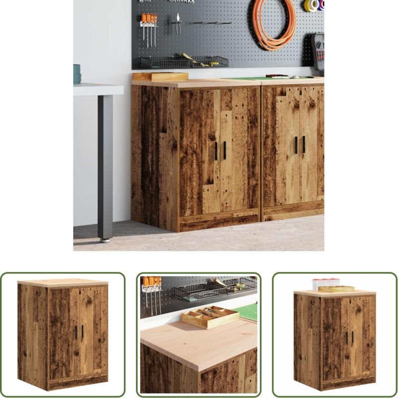 vidaXL Garagen-Aufbewahrungsschrank Altholz-Optik Massivholz Kiefer