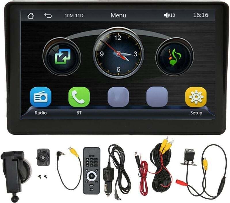 Auto-MP5-Player, 7-Zoll-Touchscreen-Multimedia-Player, multifunktionales Autoradio mit LED-Sonnenblende und Rückfahrkame...