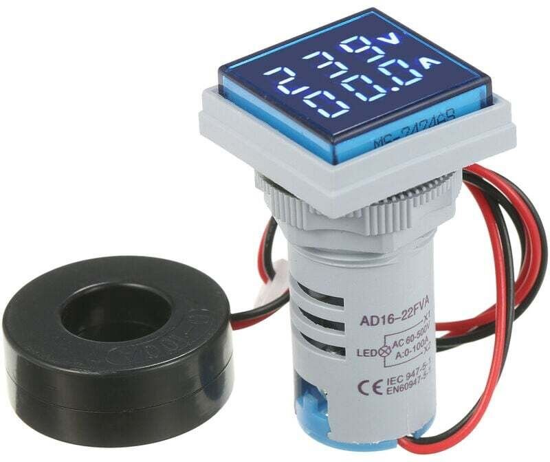 (Blau) Mini Square Digital Volt-Amperemeter Voltmeter Amperemeter Voltmeter Dual-LED-Anzeige Spannungs- und Stromanzeige...