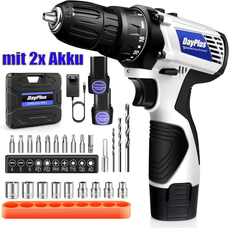 Akku-Schlagbohrschrauber Akkuschrauber Zubeh r Set Mit 2X Akkus in Koffer