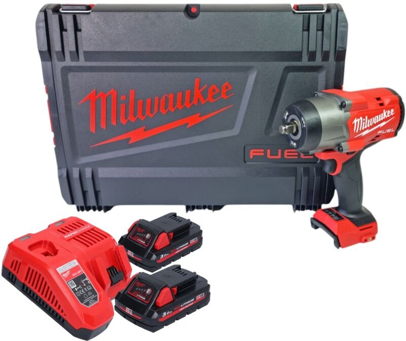 M18 FHIW2F12-302X Akku Schlagschrauber 18 v 1491 Nm 1/2' Brushless + 2x Akku 3,0 Ah + Ladegerät + hd Box - Milwaukee