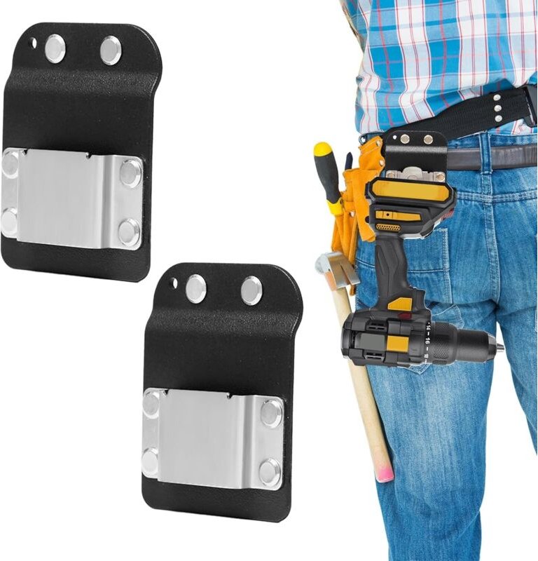 2-teiliger Gürtelhalter für Schraubendreher, Bohrmaschine und Hammer, Werkzeuggürtelclip für Maßbänder und Bohrmaschinen