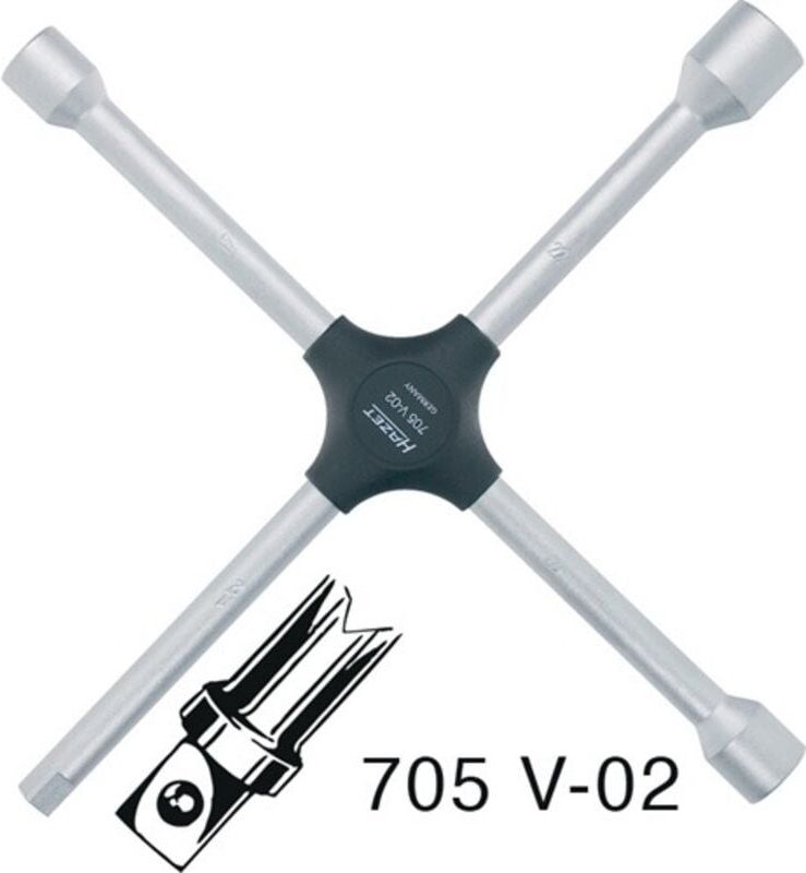 Kreuzschlüssel, Außen-Sechskant Profil, 17 x 19 x 13/16 x 21 mm - Hazet