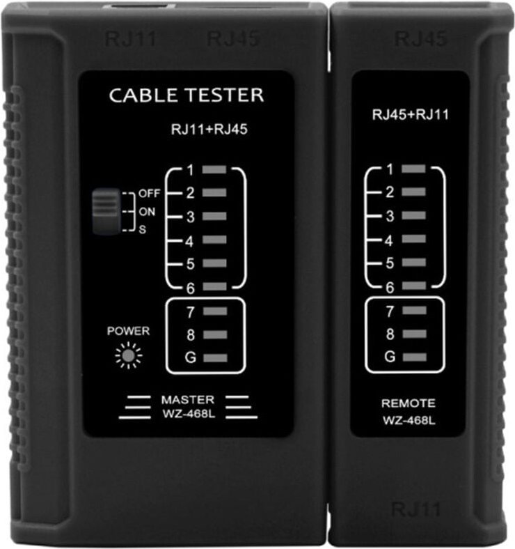 Netzwerktester - LAN-Kabeltester mit RJ11, RJ12, RJ45 für Patchkabel - Test-LED zum genauen Testen und Überprüfen von LA...