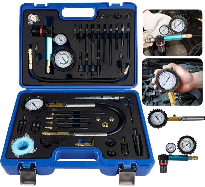 46-teiliges Kompressionsprüfgerät-Set für Benzin- und Dieselmotoren, Druckverlustprüfer, Zylinderdruckprüfer, geeignet f...