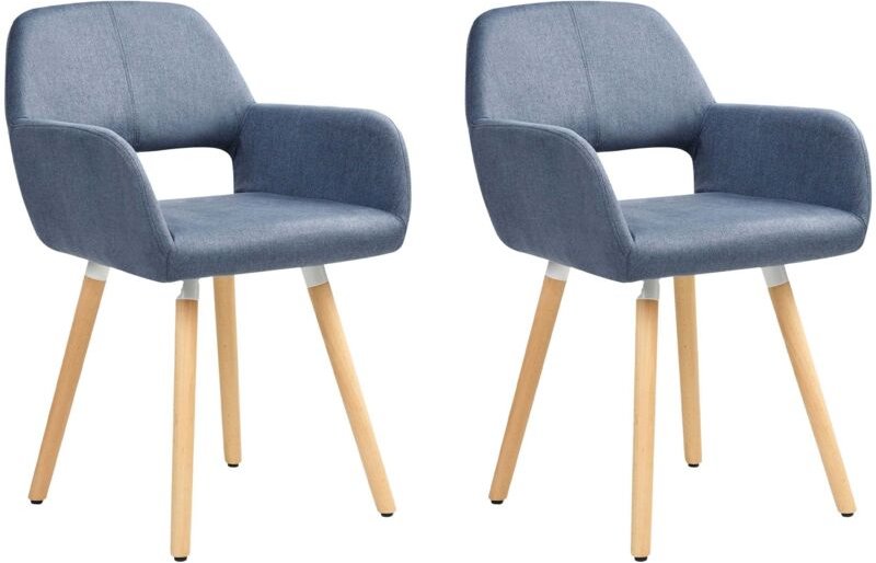 Beliani - Esszimmerstuhl 2er Set Marineblau Polsterbezug Holzbeine Retro-Stil