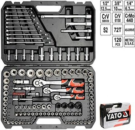 YATO YT-38801 - Steckschlüsselsatz 1/4", 3/8" und 1/2"120tlg.