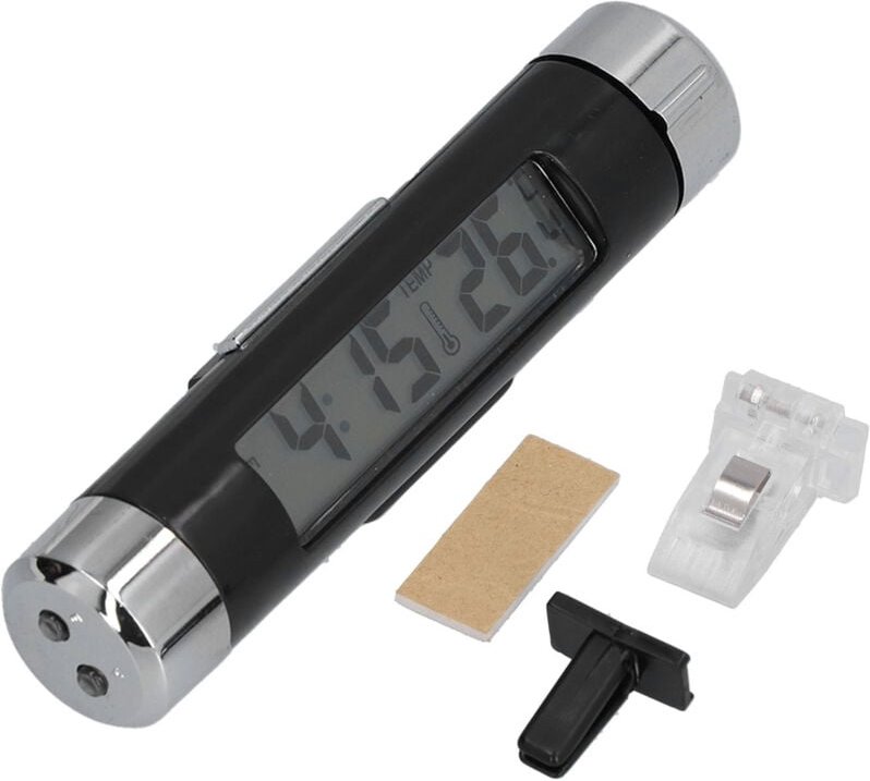 Tragbares Autothermometer, multifunktionale, leuchtende LCD-Uhr für das Armaturenbrett, Mini-Thermometer