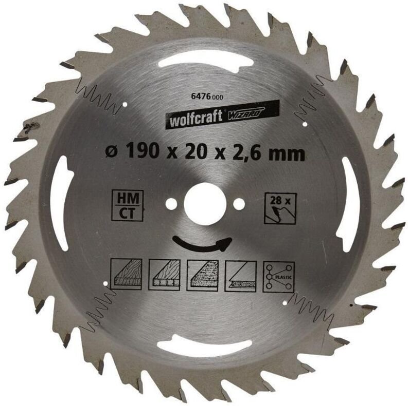 wolfcraft 1 Kreissägeblatt HM, 28 Zähne ø190mm - 6476000